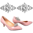 thumbnail image 3 of 2 clips de cristal para zapatos, hebillas para zapatos de boda, zapatos de novia, flores de diamantes de imitación para decoración de fiestas, accesorios artesanales de boda DIY (plata), 3 of 4