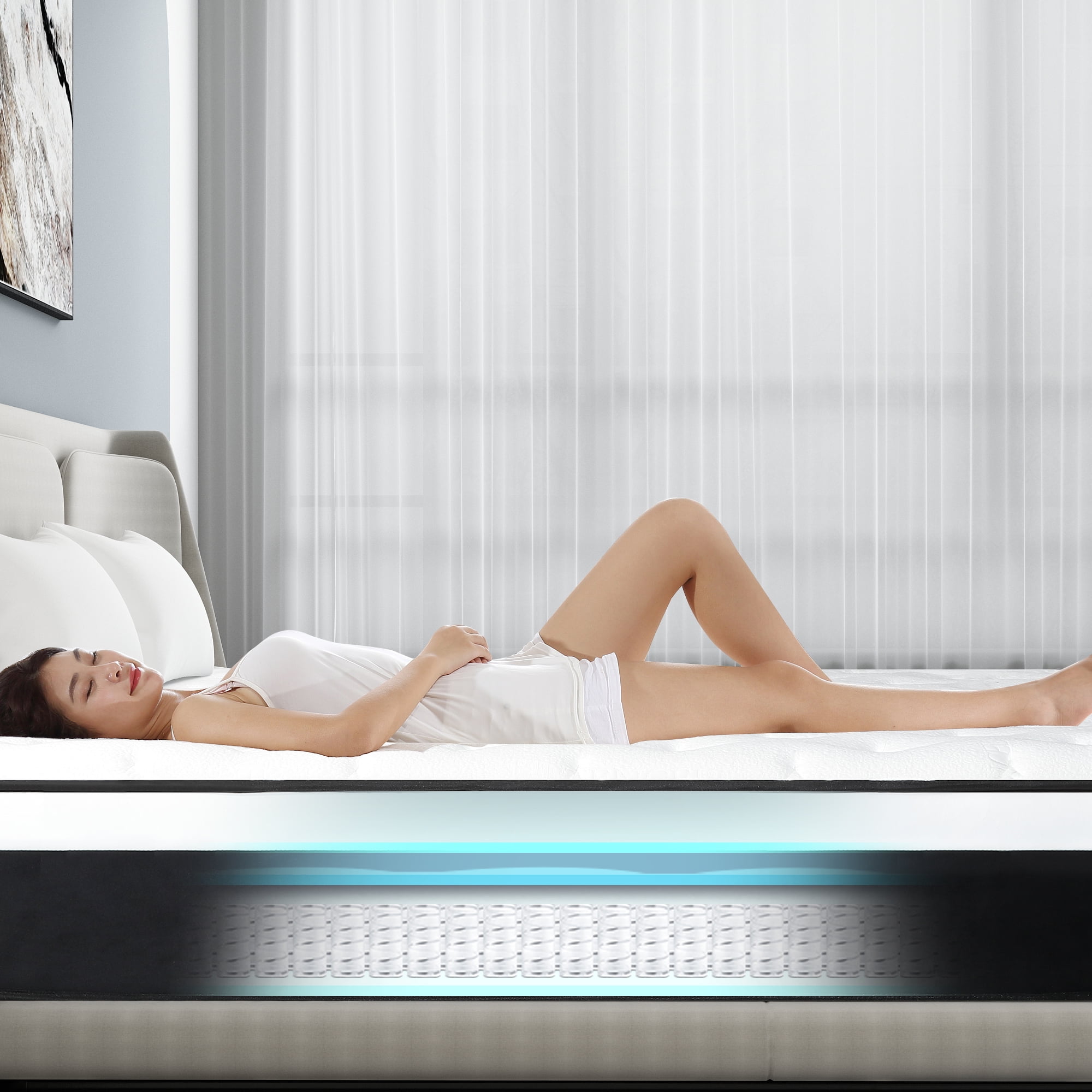 lemontalking 12" Gel Memory Foam Spring Hybrid Mattress in a Box,Twin Mattress
