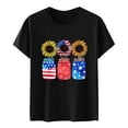 thumbnail image 3 of Hauts d'Été Grande Taille pour Femmes Hauts d'Été Tendance pour Femmes Imprimé de la Fête de l'Indépendance Vacances Manches Courtes Col Rond Décontracté Coupe Ample T-Shirts Graphiques Col en V T-Shirt Femme en Liquidation, 3 of 4