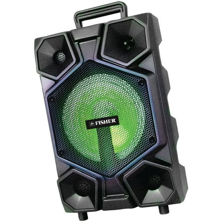 Fisher FBX860 8-Inch Portable PA System w/ Coloful Lights, Bluetooth, Fm