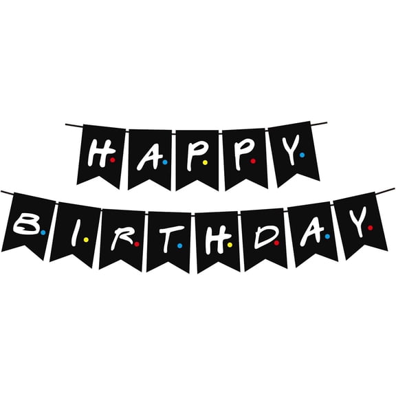 Happy Birthday Banner for Friends Themed Birthday Party Decoration, Pre-strung Banner Backdrop Decor for Birthday Party