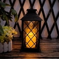 thumbnail image 3 of Retro Waterproof Hanging Outdoor Solar Lanterns Lights, Flickering Flameless Candles Light, Yard, Garden, Patio, Backyard, Balcony, Cabin Decor, Black, 3 of 6