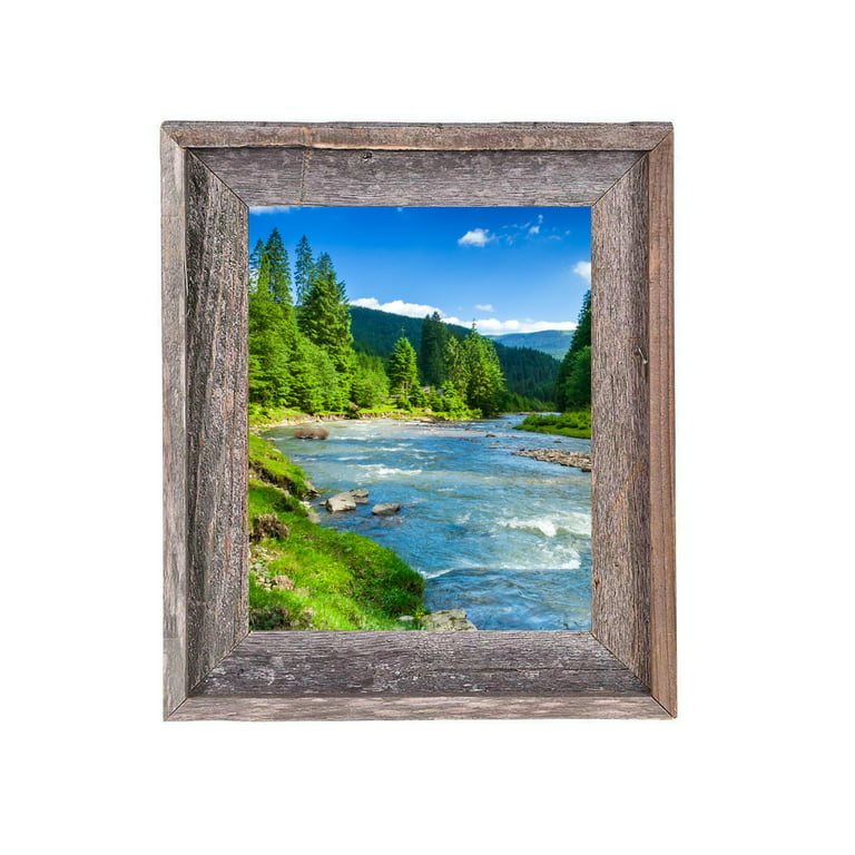 20x30 Gray Barnwood Picture Frame, White Mat with Opening for 16x24 Image