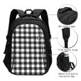 thumbnail image 3 of Easygdp Black White Plaid Mochila para Laptop de Viaje con Puerto USB, Mochila para Laptop con Puerto de Carga USB para Mujeres y Hombres, 3 of 7