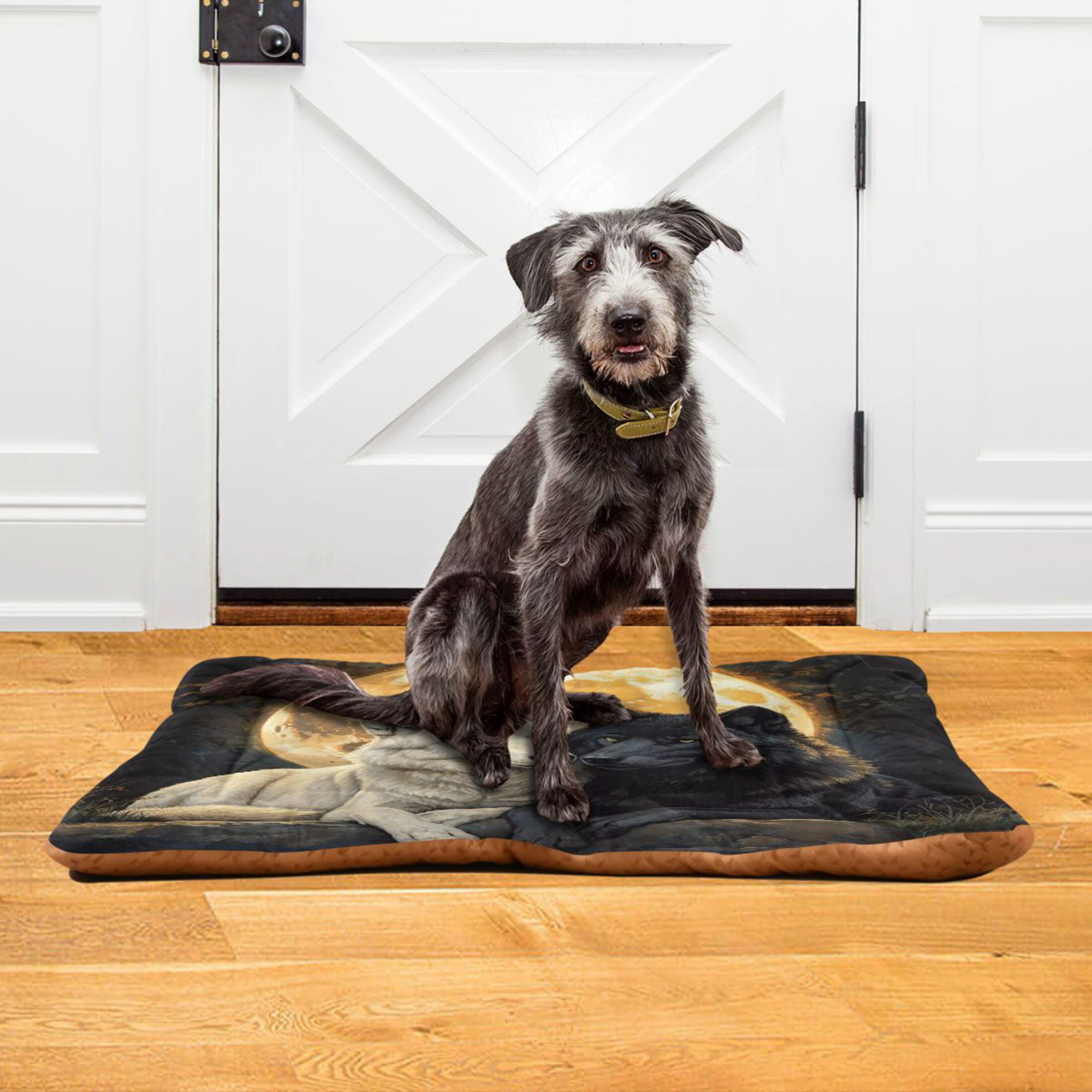 Qxltty Cozy Two Wolves Ped Pad Wear-resistant and Hard to Bite Through Sleeping Pad for Small Medium Large Dogs Winter Pet Bed 36×24in
