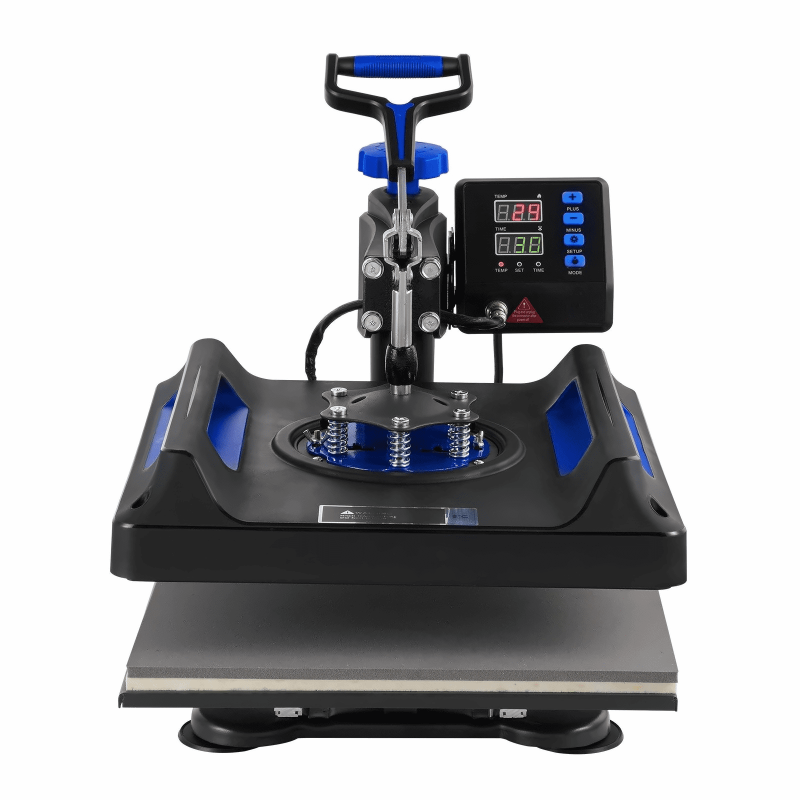 Heat Press Machine 5 in 1, 15x15 in, 30oz Tumbler Press for T-Shirts, Mugs, Hats, Pillowcases, Ceramic Plates, Black & Blue
