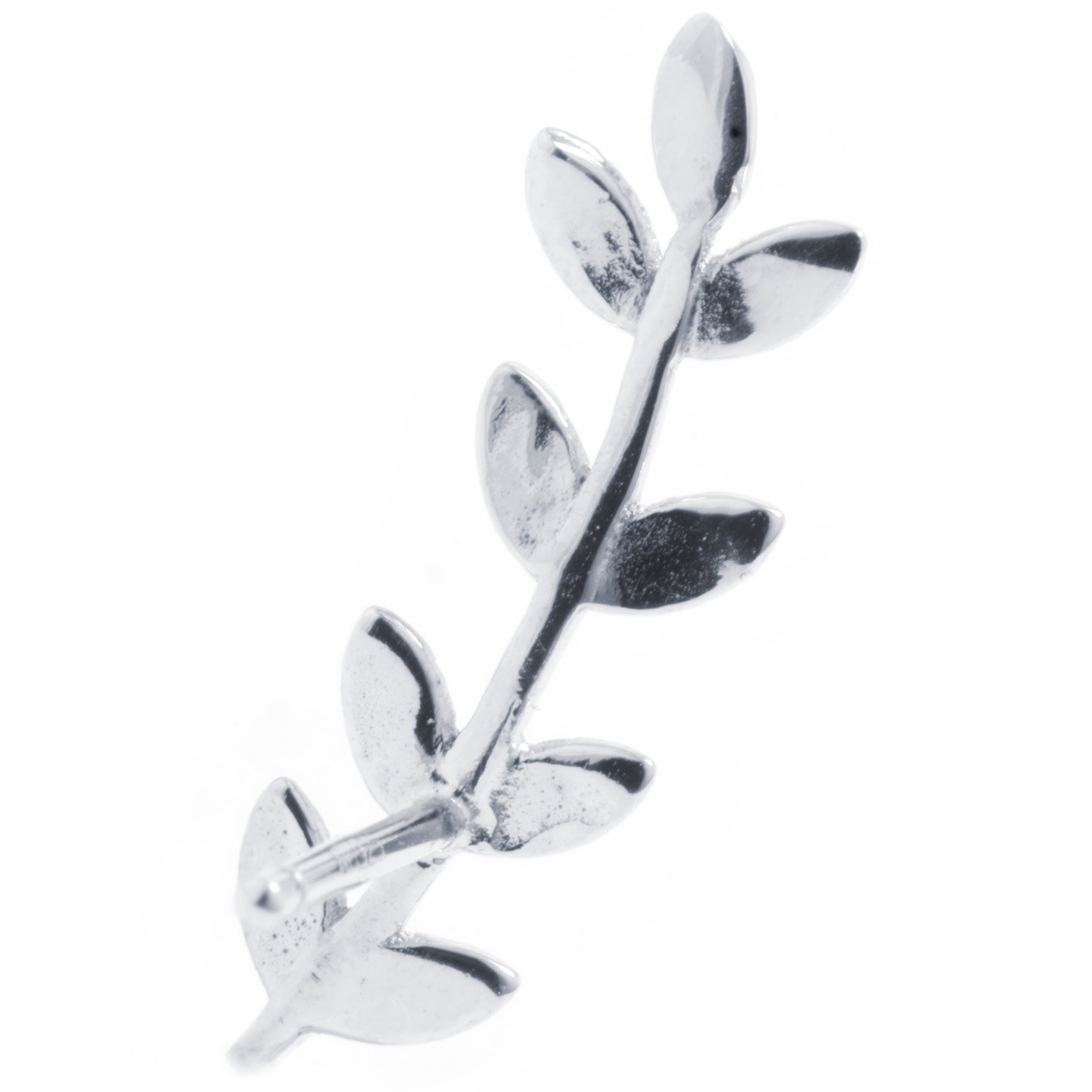 Marisol & Poppy Polished Leaf Ear Climber Earrings in Sterling Silver for Women & Teens, Post Back