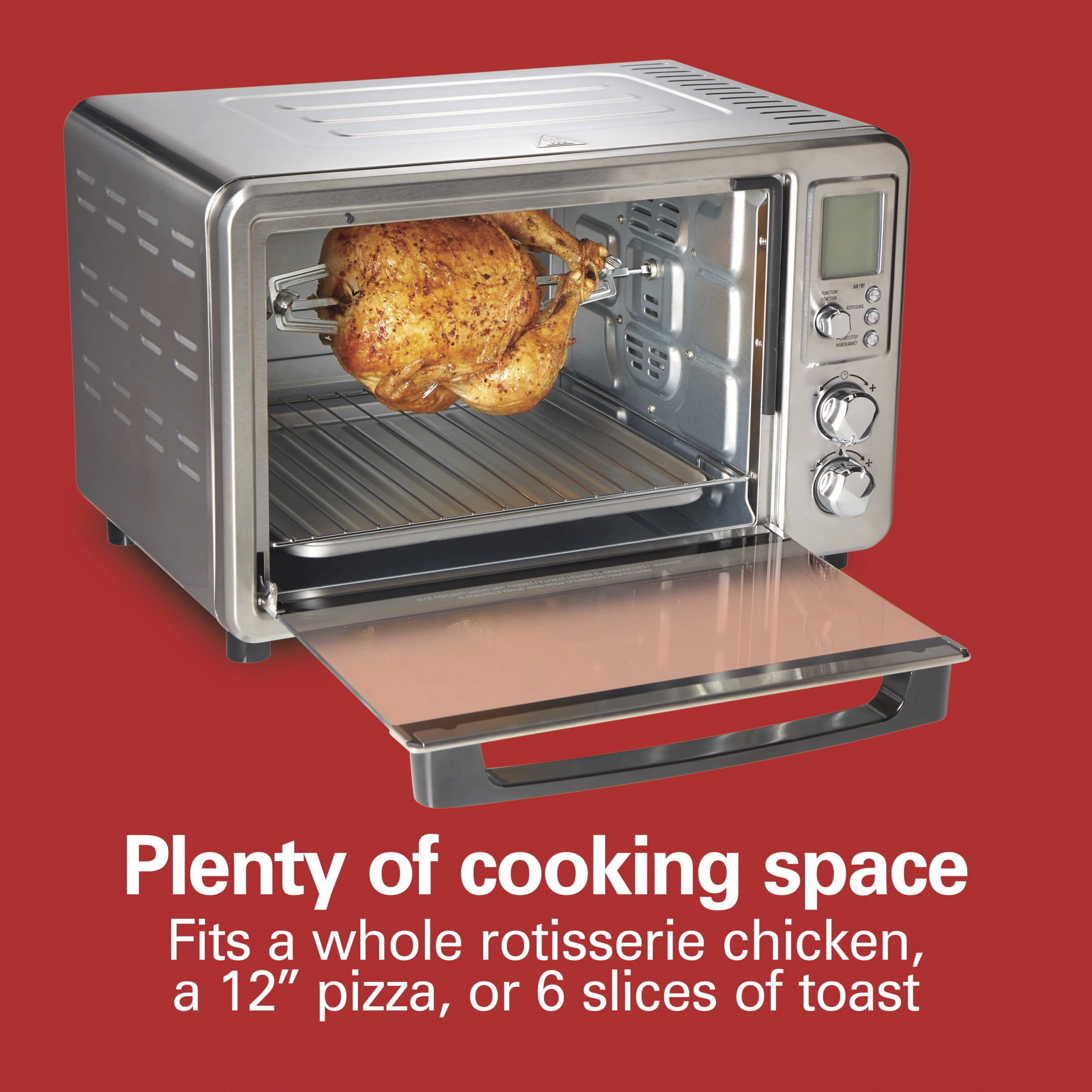 Hamilton Beach Sure-Crisp 6 Slice Countertop Toaster Oven with Sure-Crisp Air Fryer Function & Rotisserie, Stainless Steel