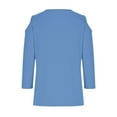 thumbnail image 5 of qucoqpe Women's 3/4 Sleeve Tops Solid Color Fashion Cold Shoulder Comfy V-Neck Shirts Casual Loose Tunics Blouse, 5 of 5