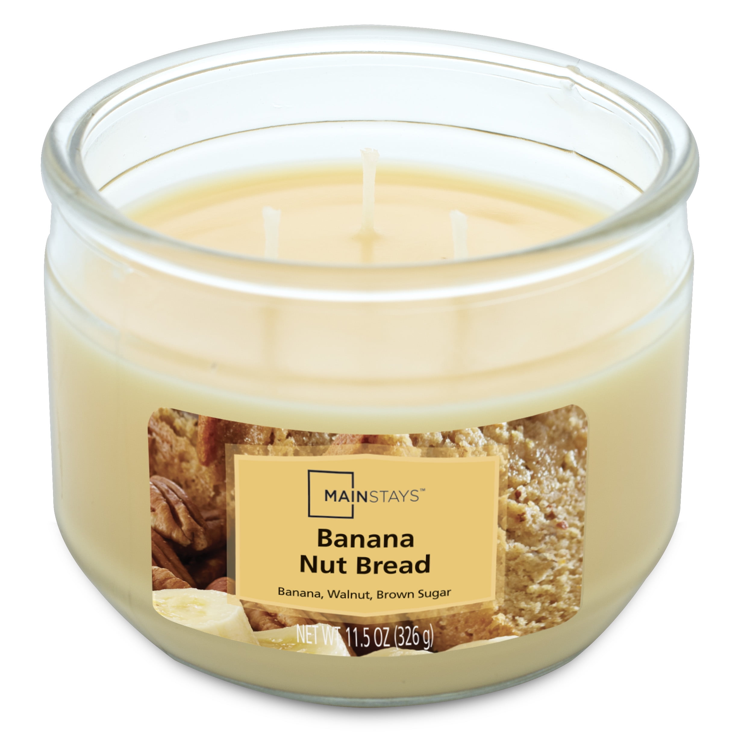 (3 pack) Mainstays Banana Nut Bread 3 Wick Candle, 11.5 oz