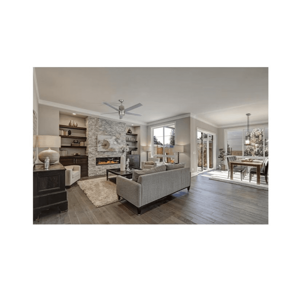56VEN5SN-DC-LED-Concord Fans-Vento - 56 Inch 5 Blade Ceiling Fan with Light Kit   Satin Nickel Finish with Silver/White Blade Finish with Frosted