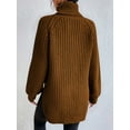thumbnail image 6 of FEORJGP Women's Autumn Winter Sweater Long Sleeve Turtleneck Knit Pullover Solid Color Split Hem Long Knitwear Jumper Loose Casual Cozy Tops, 6 of 8