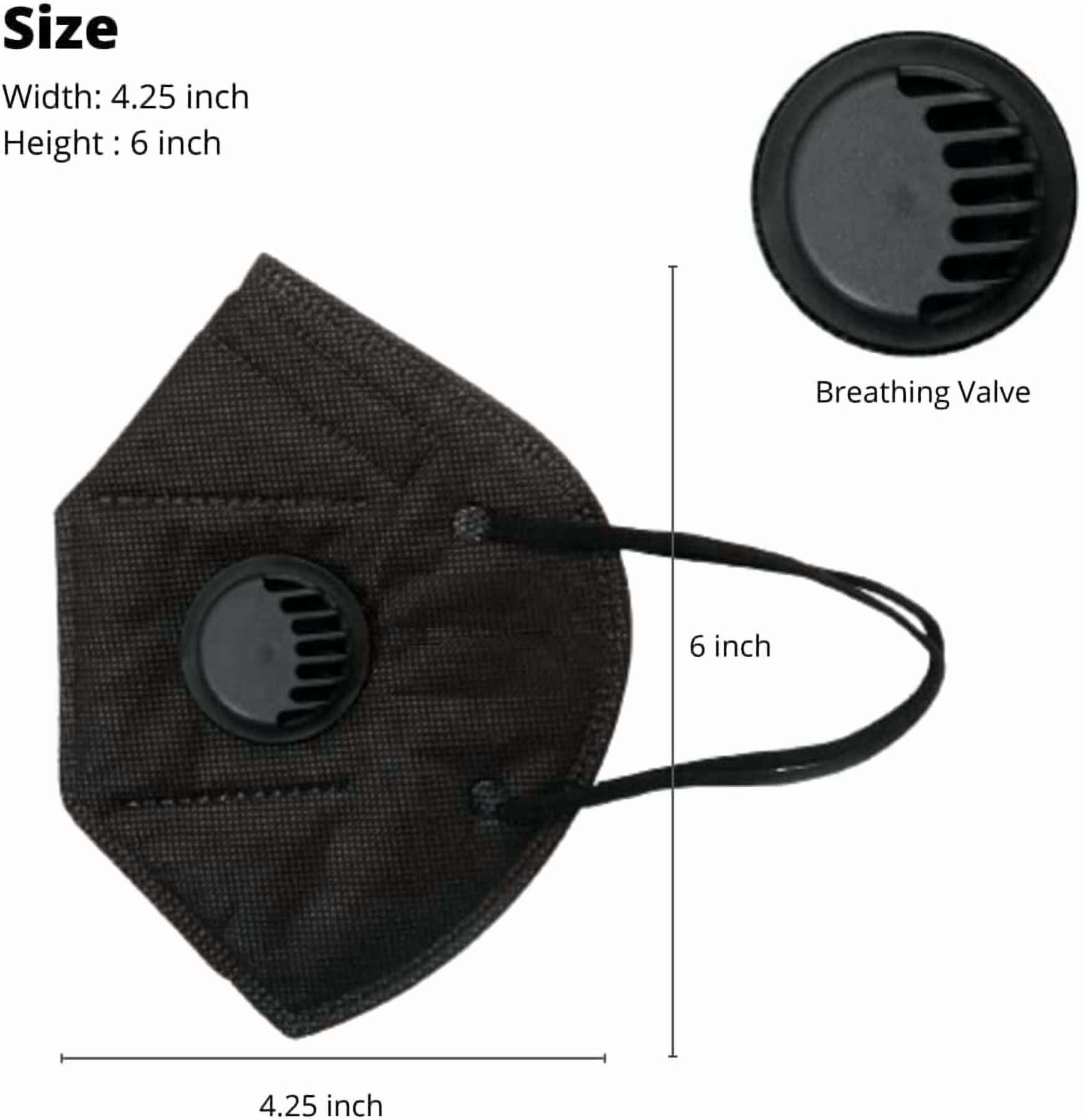Face mask black disposable with breathing-valve 10 pack | black face masks for men and woman 5 layer | disposable face mask for protection | breathable sport face mask lightweight comfortable on skin