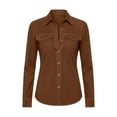 thumbnail image 4 of Aoiroe Womens Fringe Button Down Shirt Rolled Long Sleeve Top Country Concert Nashville Western Cowgirl Outfit Coffee M, 4 of 4
