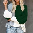 thumbnail image 3 of Ahdbta Pullovers Sweaters for Women Round Neck Lantern Long Sleeve Cable Knit Tops Color Block Fall Winter Comfy Sweaters, 3 of 4
