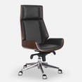 thumbnail image 1 of Fohfurniture - Silla de oficina giratoria de piel sin brazos (negro), 1 of 7
