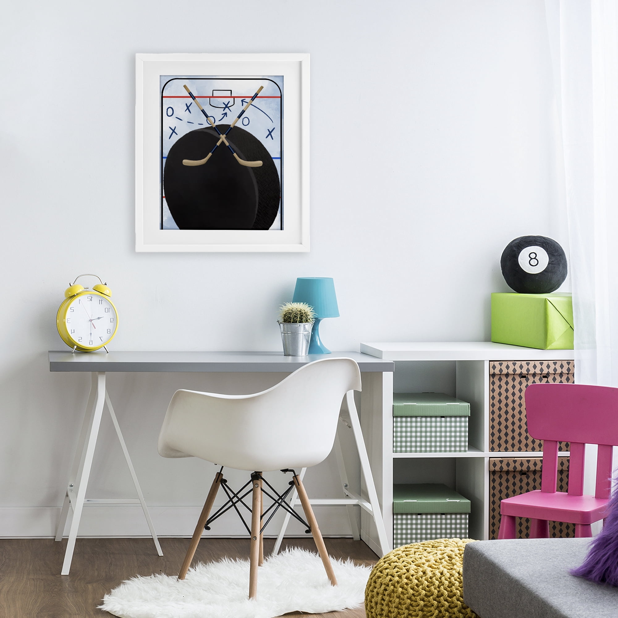 Stupell Industries Hockey Rink Tactics White Framed Print Under Glass, design by Jennifer Stith