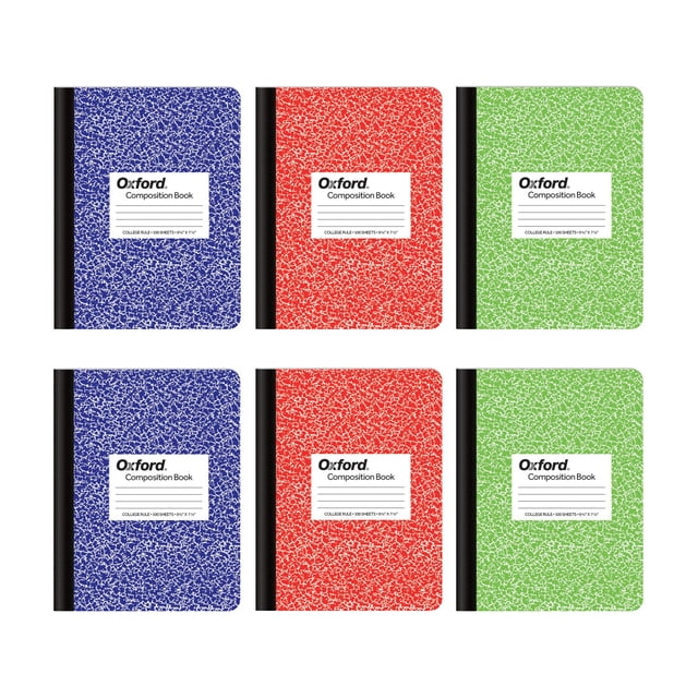 Cuaderno de composición Oxford, paquete de 6 unidades, con reglas universitarias, 100 hojas