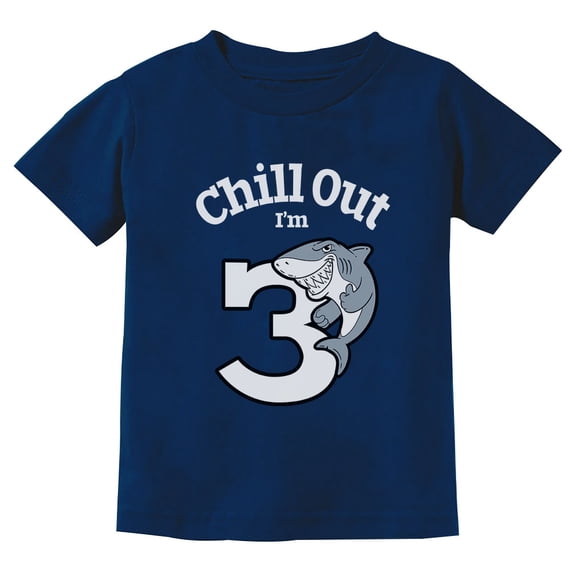 Gift for 3 Year Old Boy Girl Chill Out Shark 3rd Birthday Toddler Kids T-Shirt 5T Navy