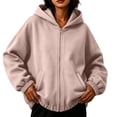 thumbnail image 4 of QUNYINEY Zip Up Women Hoodies Fall Casual Sweatshirt Loose Fit Hooded Long Sleeve with Pocket Solid Womens Sweatshirt S-2XL, 4 of 6