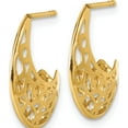thumbnail image 2 of 14K Yellow Gold Heirloom, Graceful 18 Mm 16 Polished Fancy Cut Out Design Post J-Hoop Earrings, 2 of 3