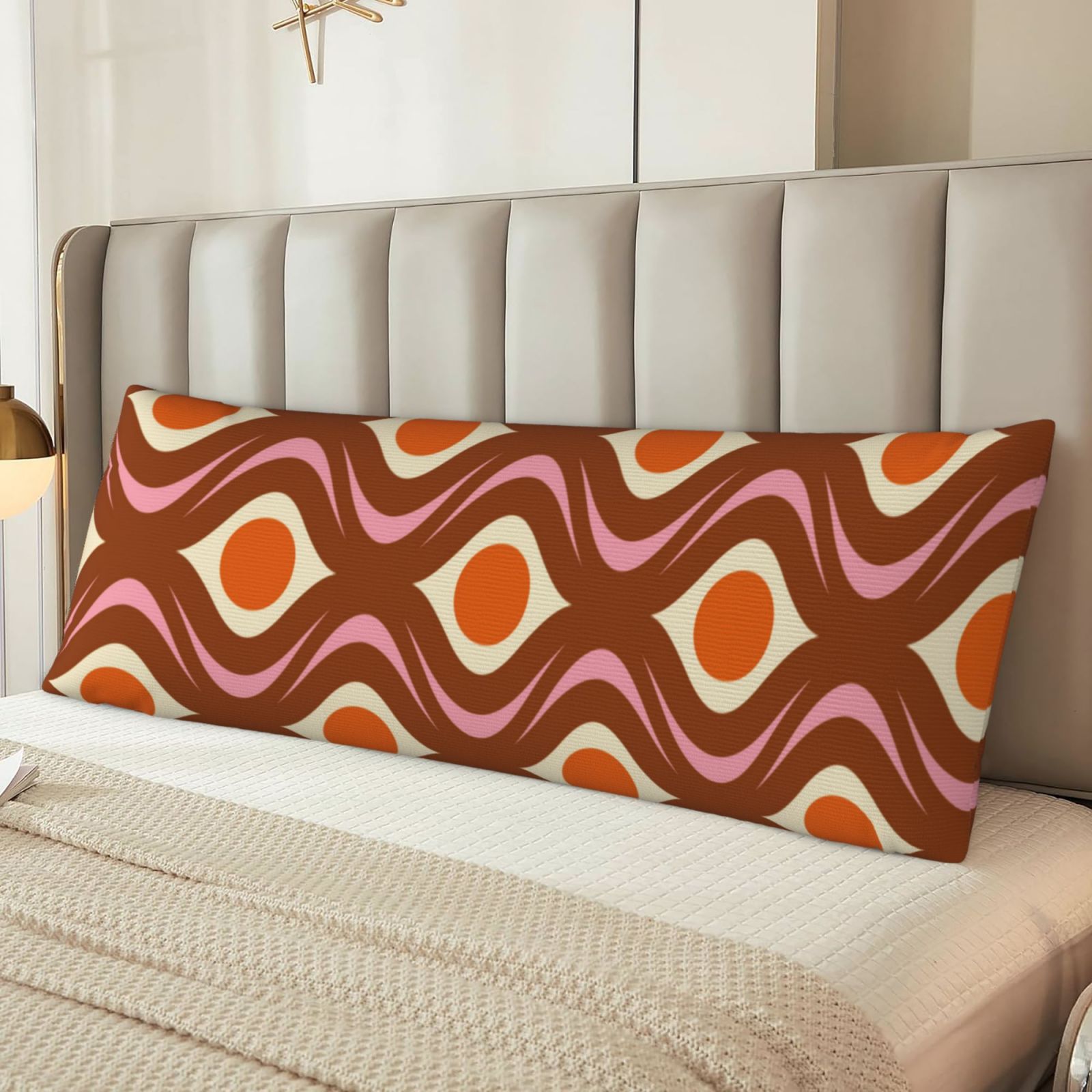 Naloa 70's Retro Super Soft 20x60 Body Pillow Case,Long Side Hidden Zipper（PILLOWS ARE NOT INCLUDED）