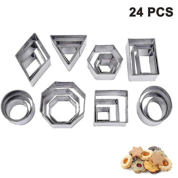 Mini cortador de galletas con forma geométrica, juego de 24 moldes de acero inoxidable