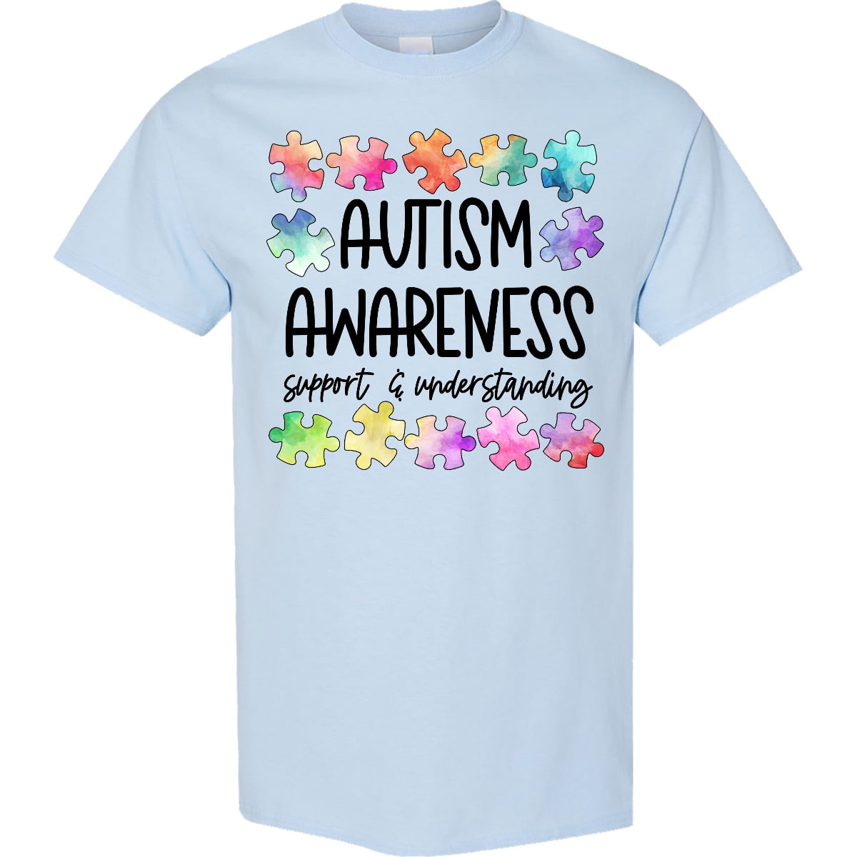 Inktastic Autism Awareness Support and Understanding Puzzle Pieces T-Shirt