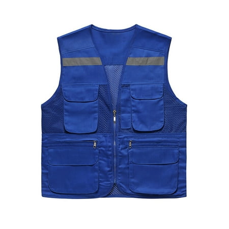 

Grianlook Women Safety Vests Waistcoat High Visibility Vest Jacket Ladies Breathable Solid Color WorkWear Royal Blue L