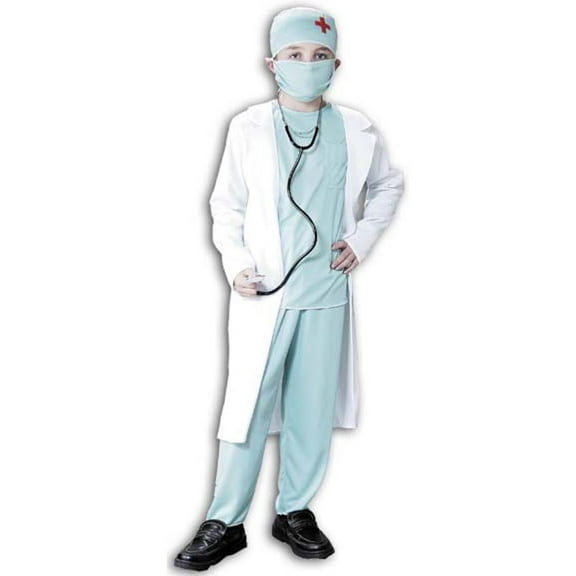 Child Doctor Scrubs and Coat Costume~Large 11-14 / Blue