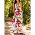 thumbnail image 5 of Women'S Colorful Blossoms Jumpsuits Sleeveless Spaghetti Strap Loose Baggy Wide Leg Overalls Romper, 5 of 7