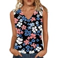 thumbnail image 1 of Blusa de rayas de cuello en V de verano sin mangas de las mujeres, camisa de capa base de impresión no posicionada para el uso casual de primavera, 1 of 6