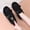 Black, variant on Cute 3D Pattern Shoes for Women Warm Fuzzy Plush Soft Casual Round Toe Mules With Buckle Strap Non Slip Flat Sole Indoor Outdoor Walking Clogs Black 41(US-8.5)