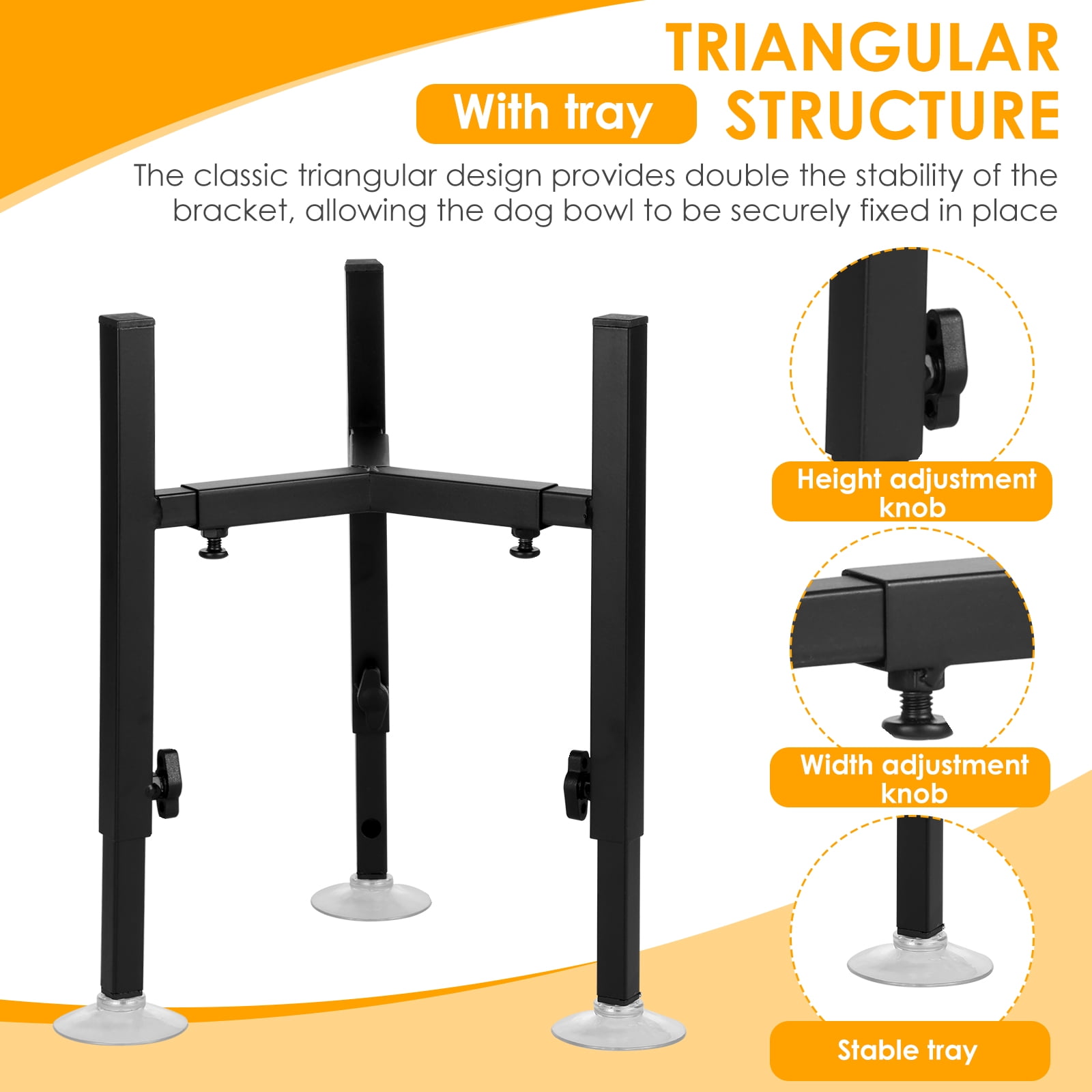 Threns Dog Bowl Stand Width and Height Adjustable Elevated Dog Bowl Stand Sturdy Metal Dog Food Bowl Stand Stable Raised Dog Bowl Stand for Large Dogs Pets(Bowl Not Included)