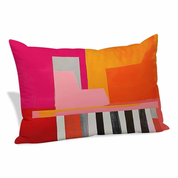 Pink Orange Pillow Covers King, Geometric Modern Abstract Oil Painting Soft Brushed Microfiber Breathable Throw Pillow Covers, Pillowcase with Zipper for Couch Sofa Bedroom Living Room 20"x36"