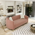 thumbnail image 4 of 83'' Velvet Sofa for Living Room Modern Couch 3-Seater Apartment Sofa with 2 Pillows & Golden Metal Legs(Pink), 4 of 6