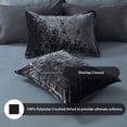 thumbnail image 5 of Regency Heights Crushed Velvet Comforter Set, 9 Piece Bed in a Bag with Comforter, Sheets, Pillowcases & Sham, Plush Soft All Season Bedding Set, Queen, Black, 5 of 9