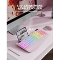 thumbnail image 6 of Wireless Keyboard and Mouse Combo with 9 Backlit, Wrist Rest & Phone Holder,Pink, New, 6 of 9
