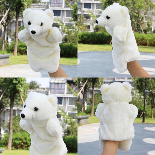 Lindo oso polar marioneta de mano bebé niños desarrollo muñeca suave juguete de peluche