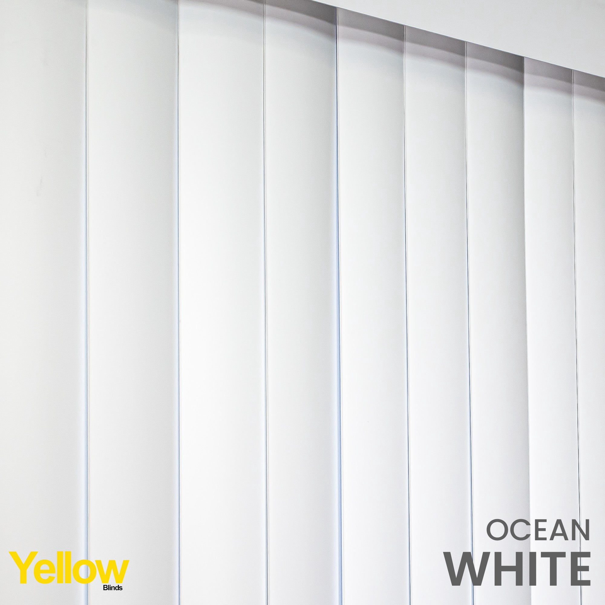YELLOW BLINDS White Cordless PVC Vertical Blinds for Large Windows & Sliding Glass Doors, 78” W x 84” H, Light Filtering or Room Darkening, Easy Install, Modern Valance, Moisture-Resistant Shades