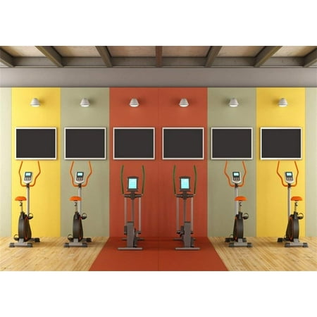 ABPHOTO Polyester 7x5ft Gym Backdrop Interior Stadium Fitness Equipments Backdrops for Photography Shining Lights Blackboard Sports Photo Background Woman Men Portraits Studio (Best Lighting For Fitness Photography)