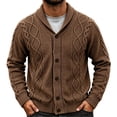 thumbnail image 2 of Lovzfmll Cardigan for Men, Shawl Collar Cable Knit Button Front, Casual Long Sleeve Sweater for Men, 2XL, 2 of 6