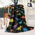 thumbnail image 2 of Colorful Dinosaurs Black Pattern Blanket,Comfortable Soft Lamb Wool Throw Blanket,All Season,Warm Lightweight Blankets for Sofa Bed Couch Living Room Chair,40"x50", 2 of 4