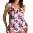 thumbnail image 2 of Xdegoge Swimsuits for Women Scoop Neck Tummy Control Tankini Tops Smooth Botanical Floral Print Modest Swimwear, 2 of 8
