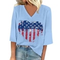 thumbnail image 2 of QIJUNTUO 4Th of July Shirts Women Funny Patriotic Faith 3/4 Sleeve Tops Independence Day V-neck Flag Graphic Tees Blouses, 2 of 5