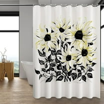 Modern Floral Shower Curtain with 12 Hooks, Waterproof Polyester Fabric Bathroom Curtain, Abstract Art Design, 72x72inches