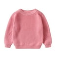 thumbnail image 1 of Baby Girl Boy Oversized Knit Sweater Crewneck Pullover Sweatshirt Solid Warm Long Sleeve Tops Blouse, 1 of 1