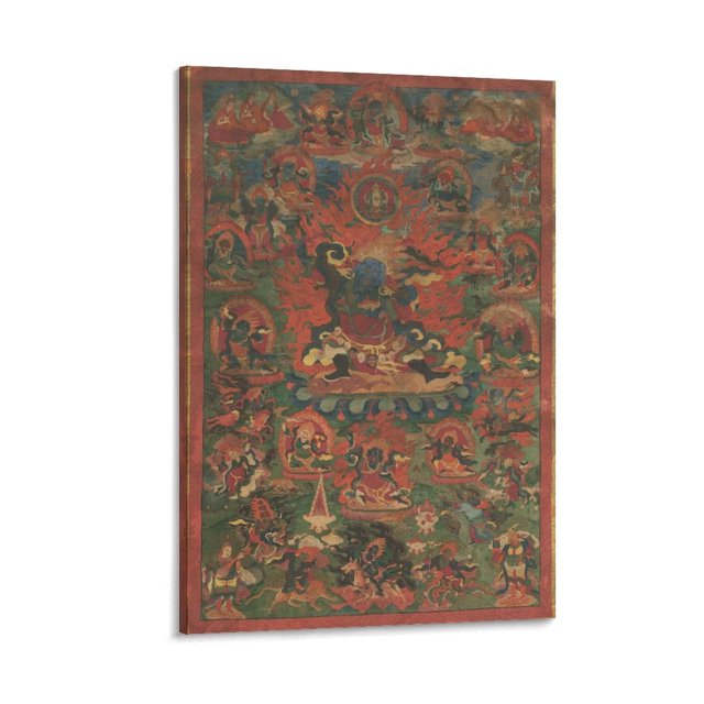 Póster estético de la habitación del dios de la riqueza tibetano Thangka, impresión artística, pintura de pared, carteles de lienzo, regalos, decoración moderna para dormitorio, 12 x 18 pulgadas (30