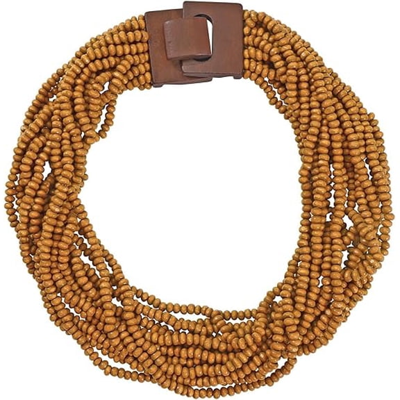 Coiris Beaded Strand Necklace for Women Boho Chunky Beaded Strand Necklace Bohemian Summer Beach Necklace Jewelry for Women(N0059-Black)