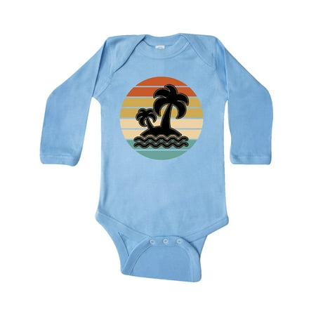 

Inktastic Retro Sunset Palm Trees Tropical Vacation Gift Baby Boy or Baby Girl Long Sleeve Bodysuit